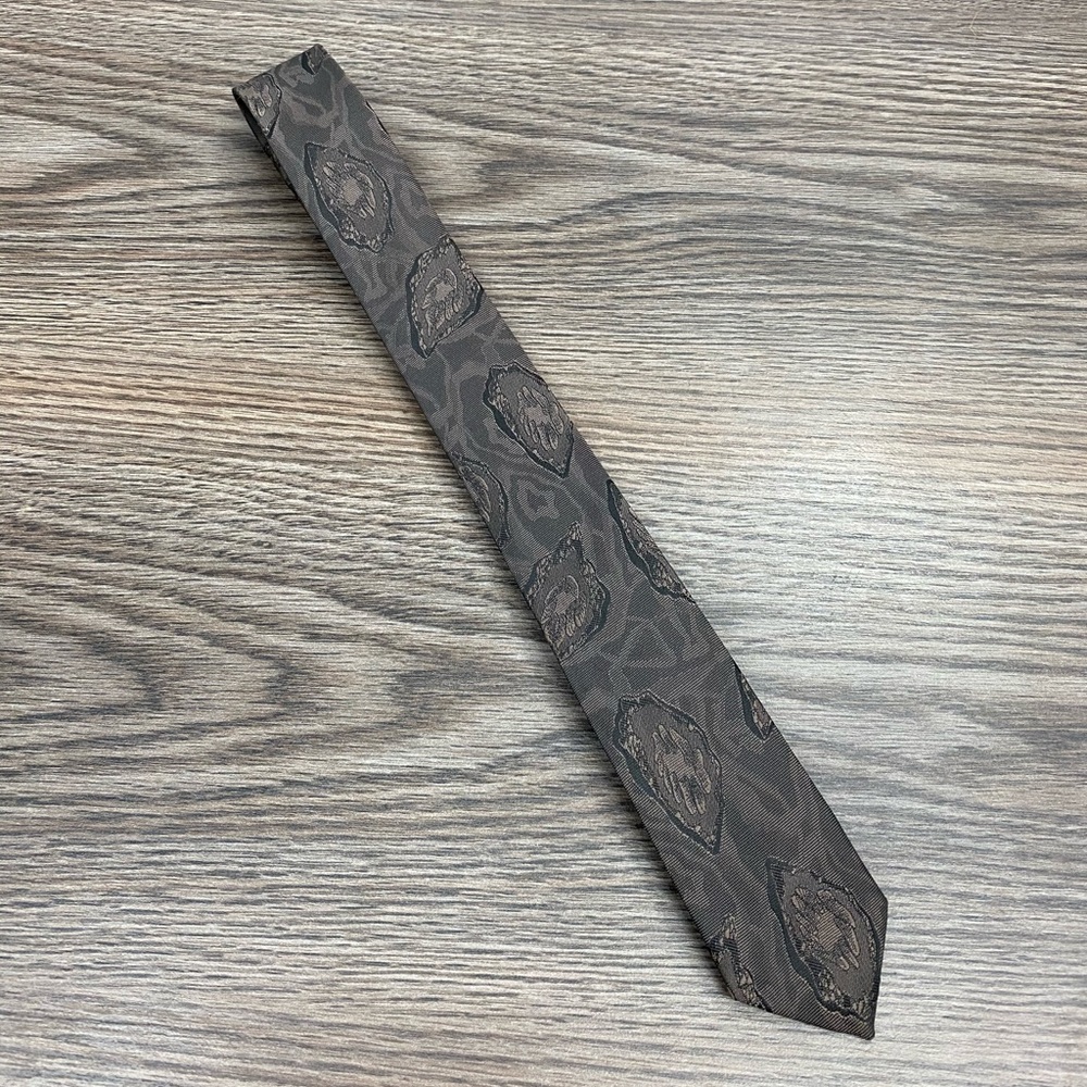 Expressions Taupe & Black Pattern Skinny Tie